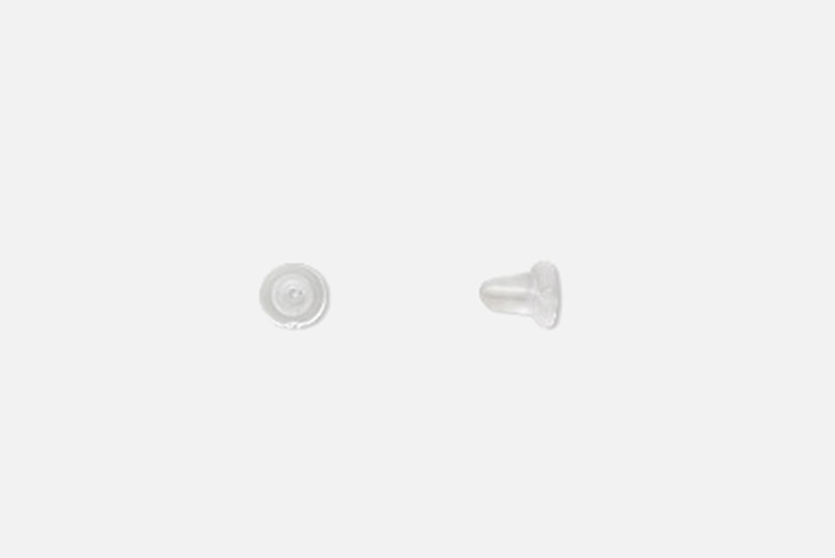 Plastic ear nuts for post stud earrings.