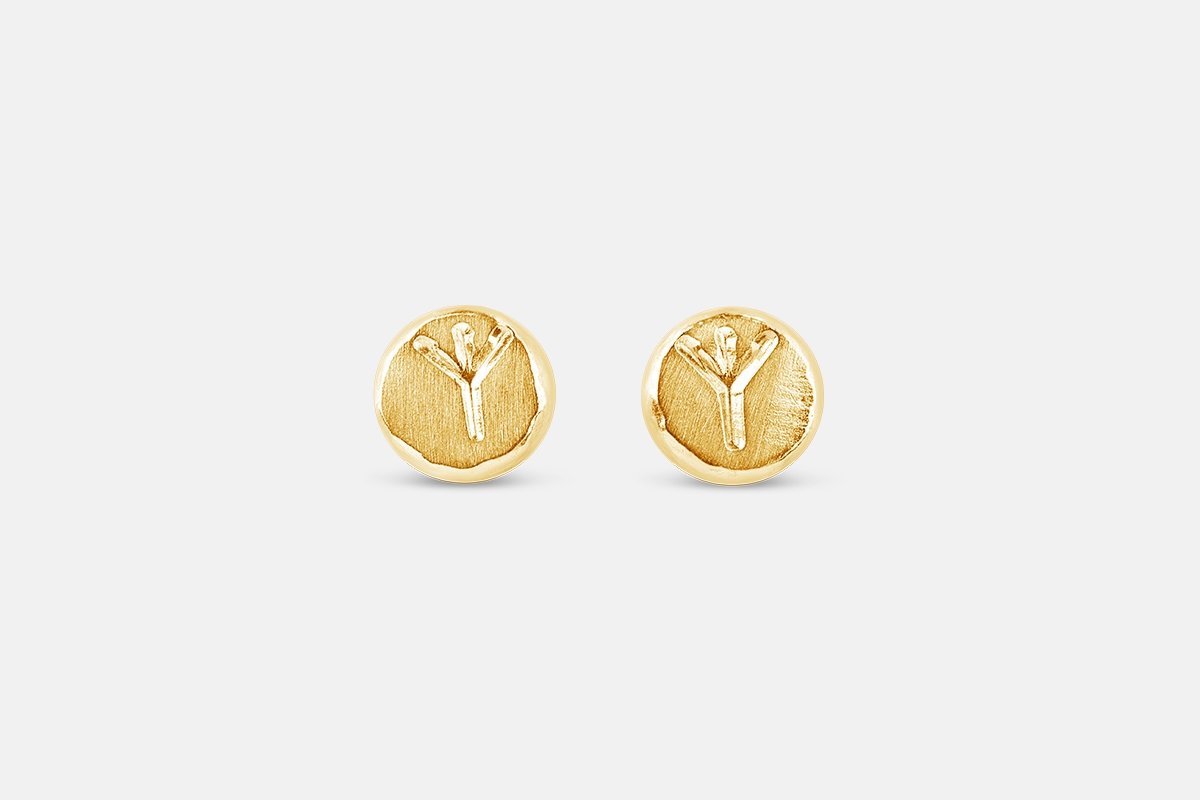 Algiz futhark rune earrings gold