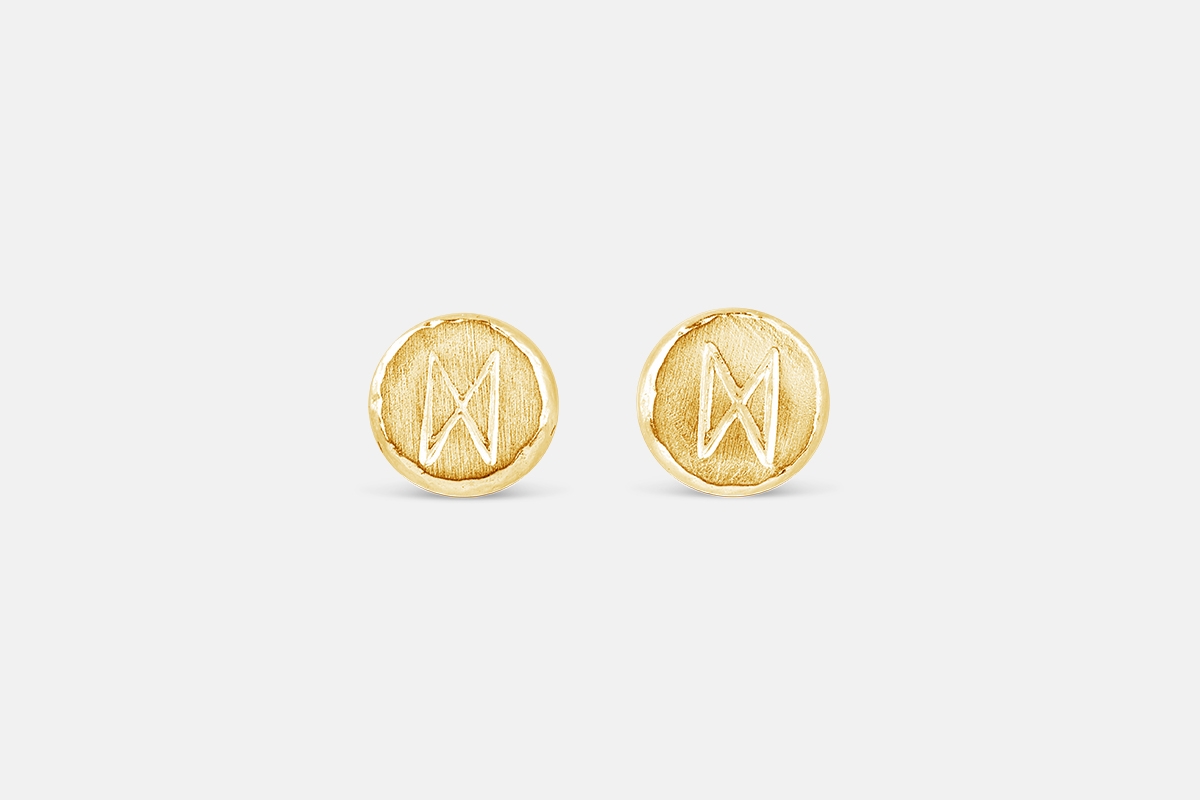Dagaz futhark rune gold earrings