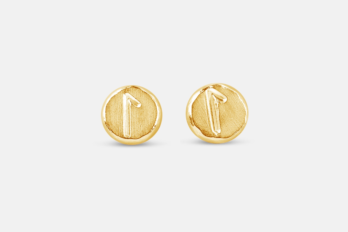 Laguz futhark rune gold earrings