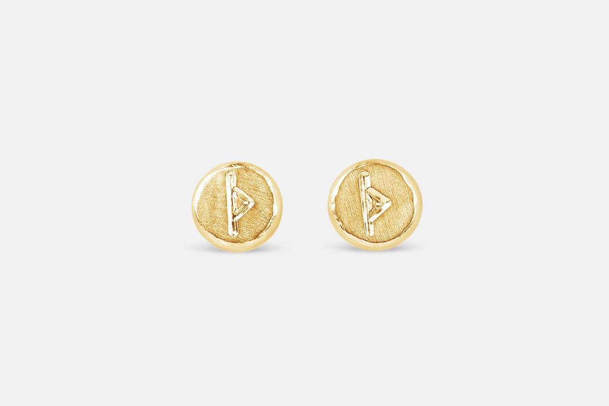 Thurisaz futhark rune gold earrings