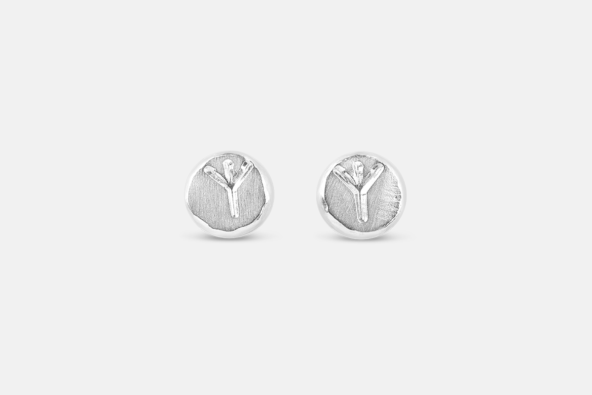 Algiz rune earrings sterling silver