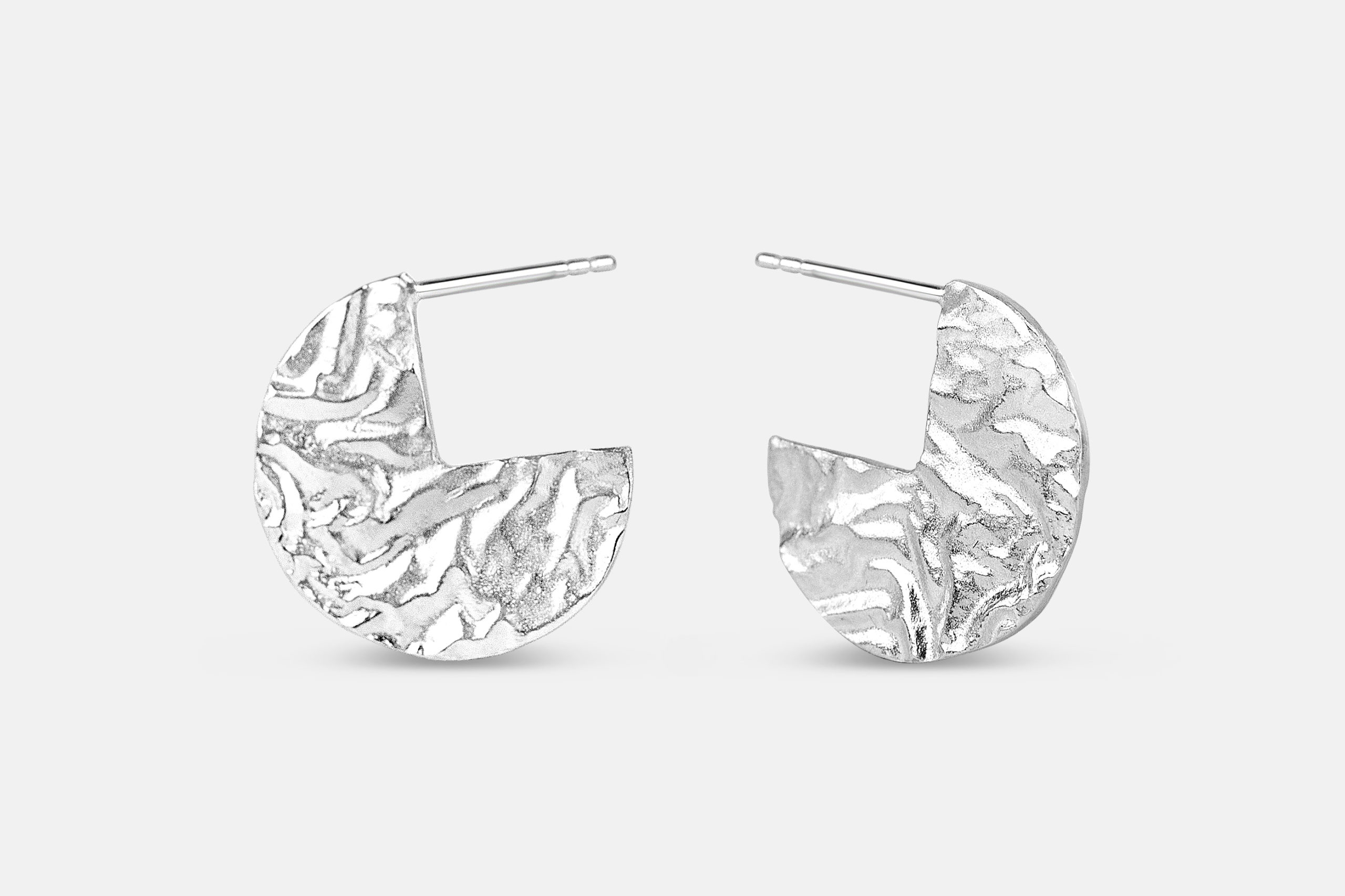 Reticulated silver earring cuffs