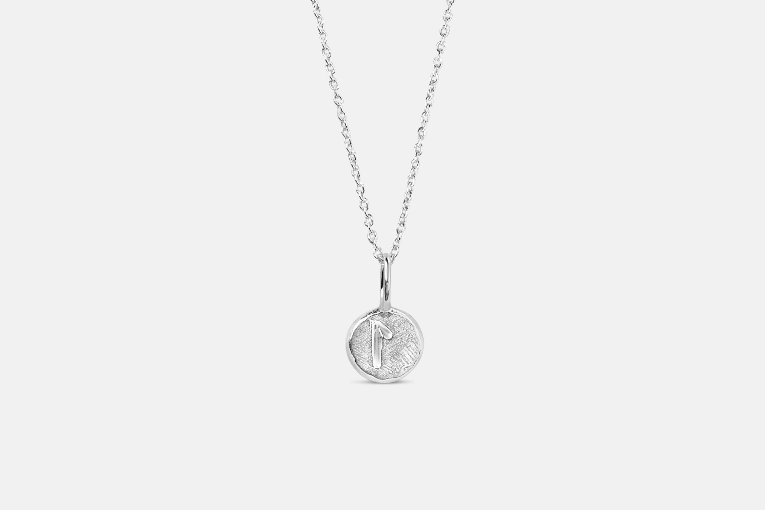Flow charm necklace sterling silver futhark Laguz rune