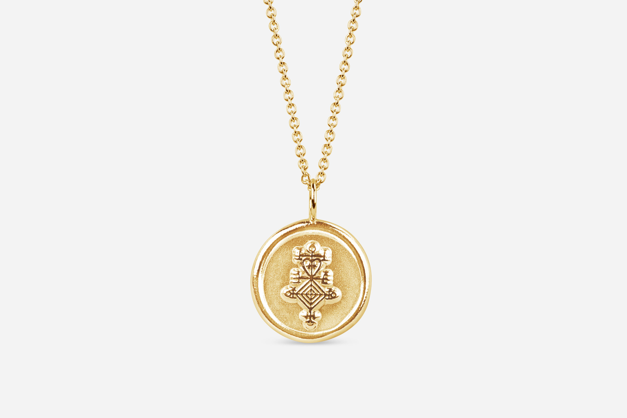 Icelandic magic stave astarstafur love symbol necklace in 14k gold