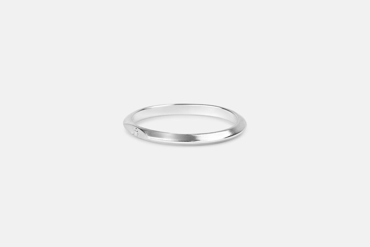 Minimal engraved triangle stacking ring sterling silver