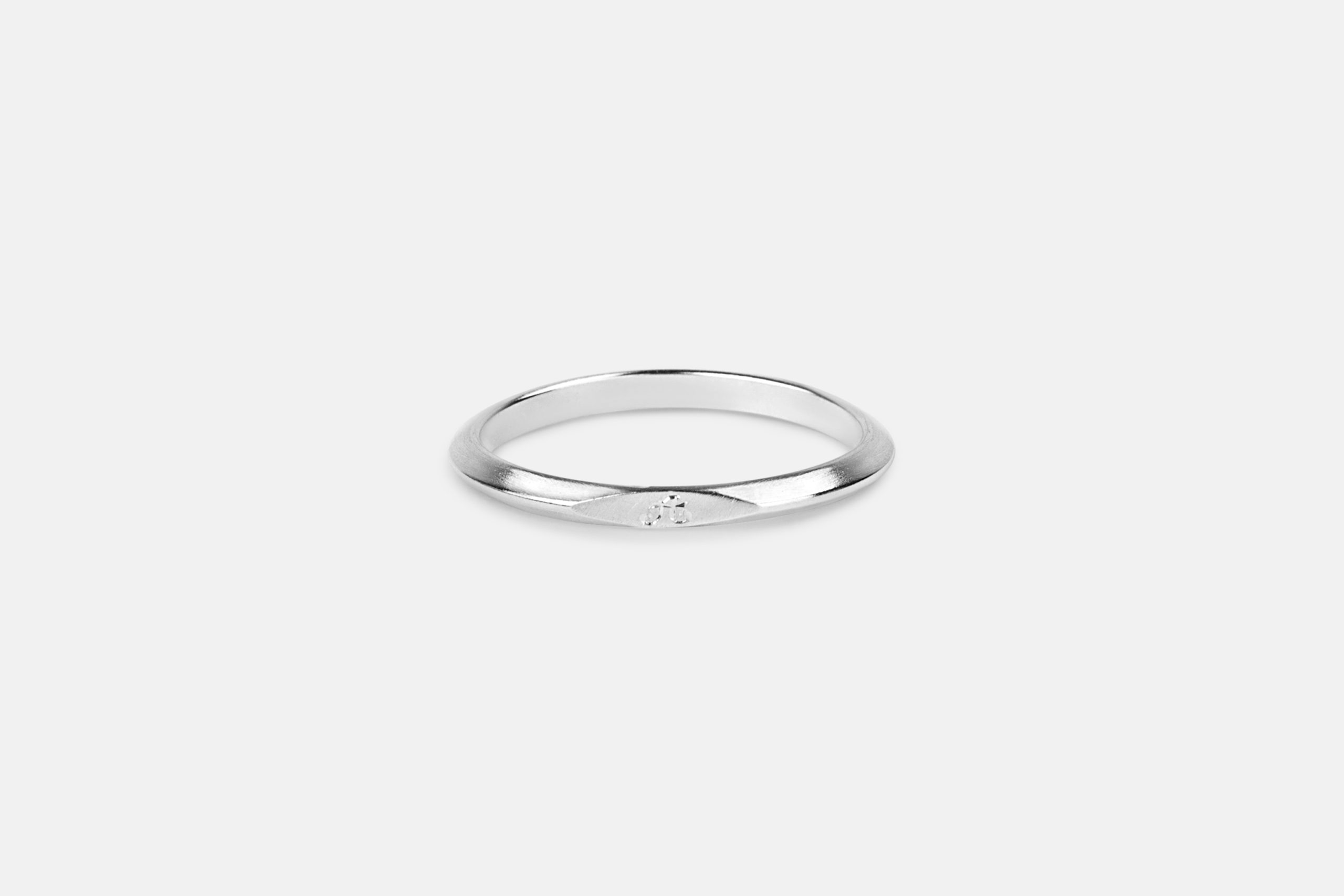 Minimal engraved triangle stacking ring sterling silver