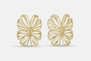 flutter floral earrings in gold plated sterling silver
