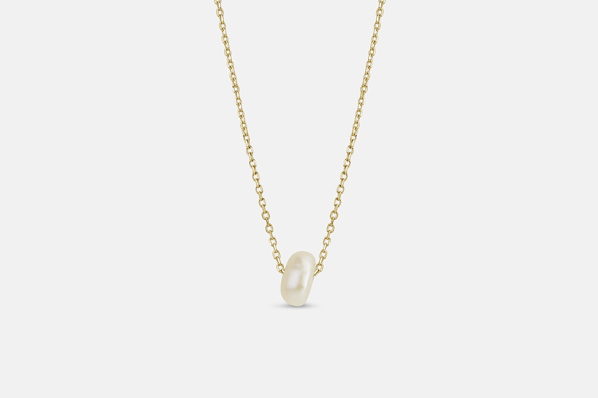 keshi pearl necklace gold fill chain