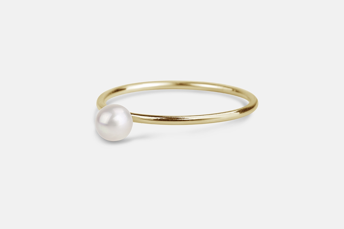 Simple gold fill pearl stacking ring 2