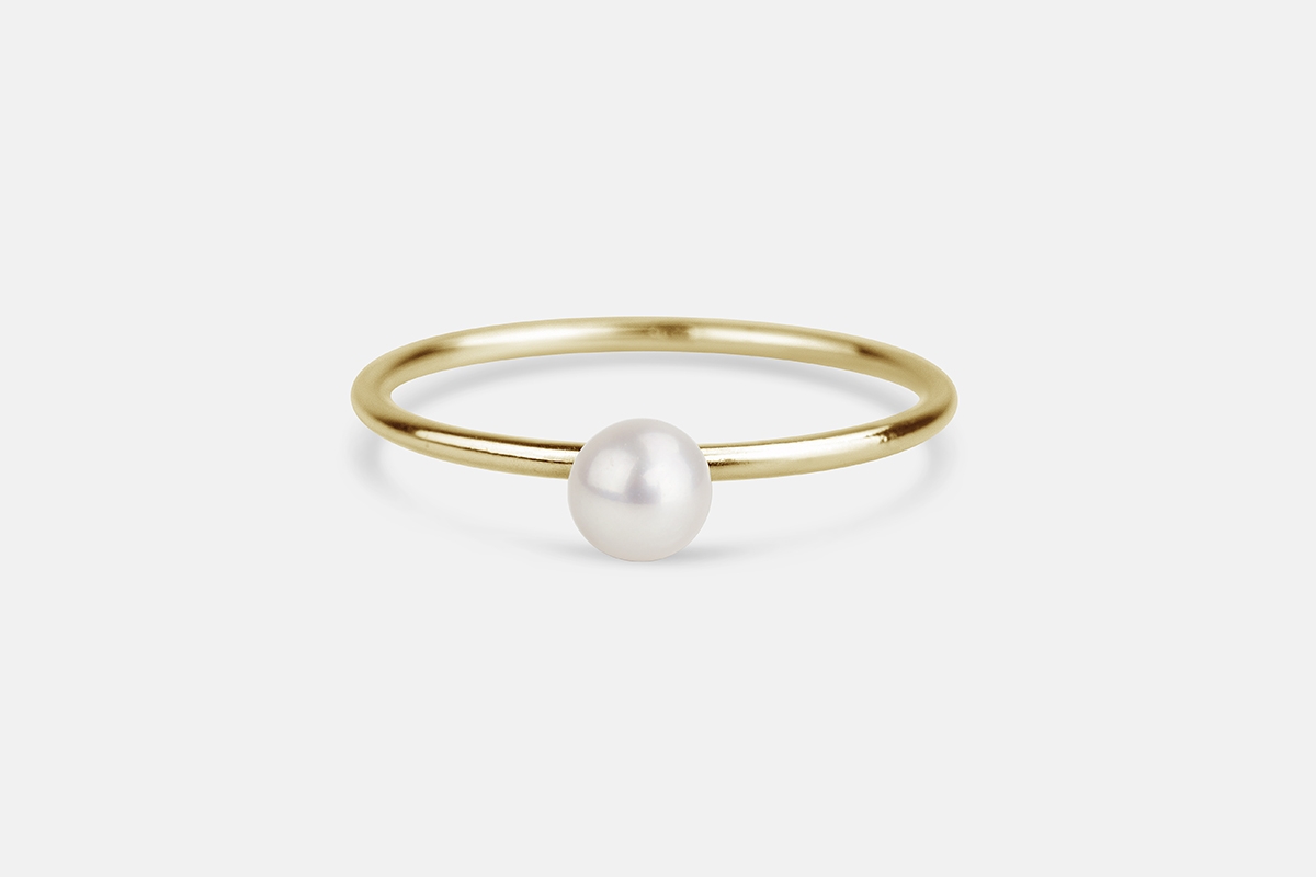 Simple gold fill pearl stacking ring
