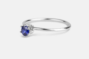 Simple sterling silver birthstone stacking ring 2
