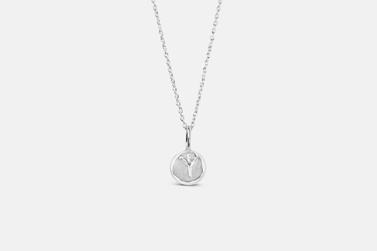 Good luck necklace sterling silver algiz futhark rune