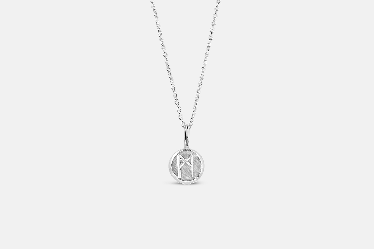 balance charm necklace sterling silver mannaz futhark rune