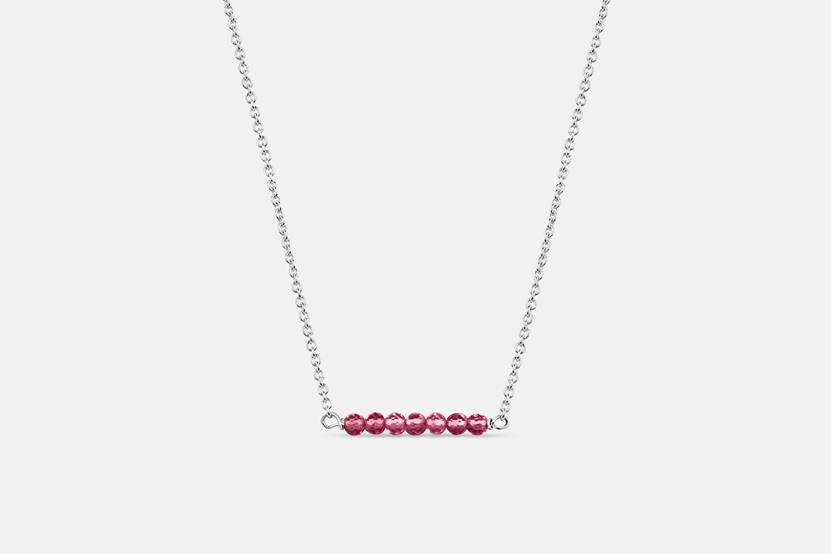 Ruby gemstone tiny birthstone necklace in sterling silver.