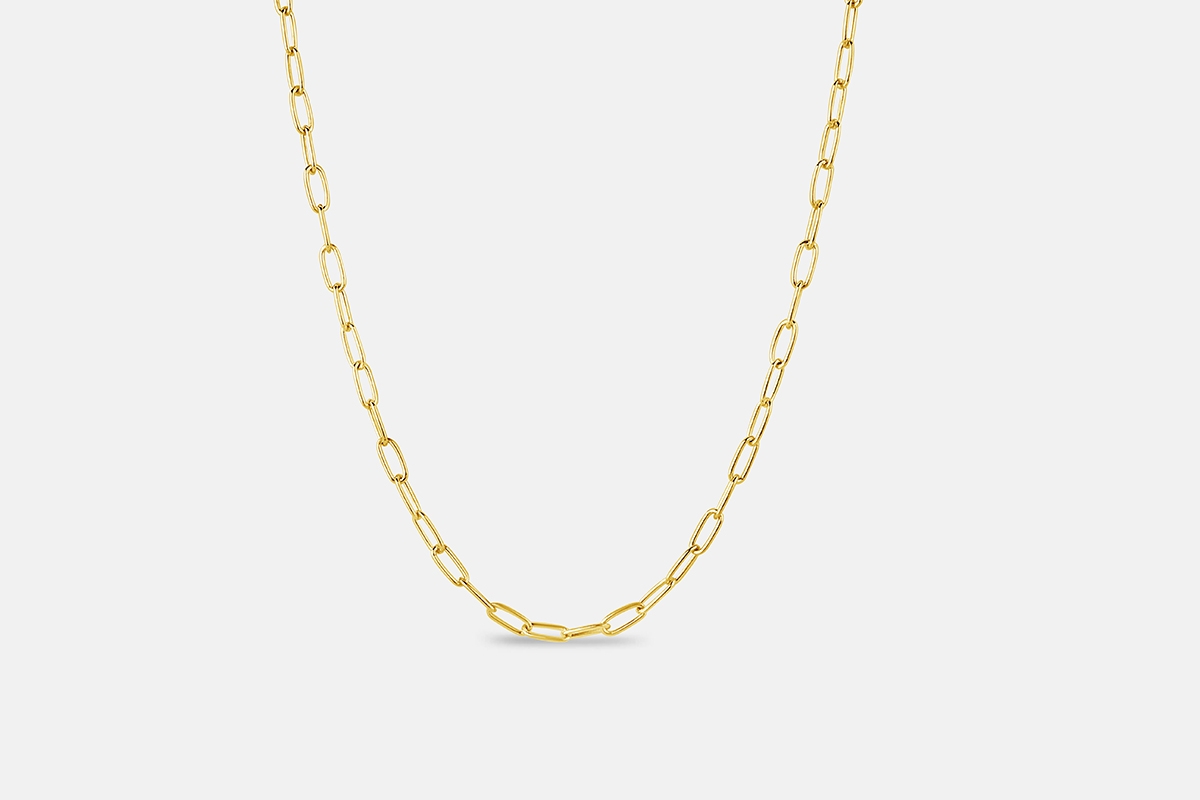 oval link paperclip chain in 14k gold fill yellow