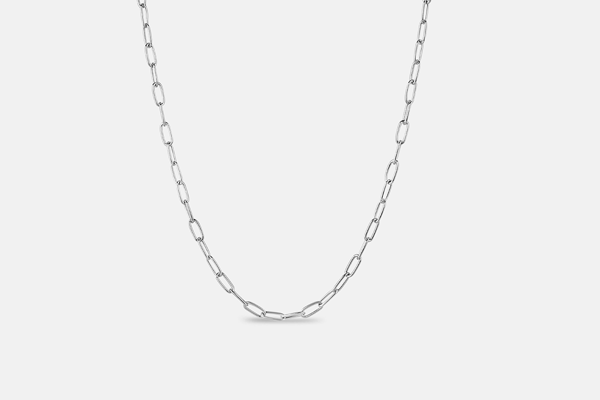 sterling silver paperclip chain 18" long with elongated oval links