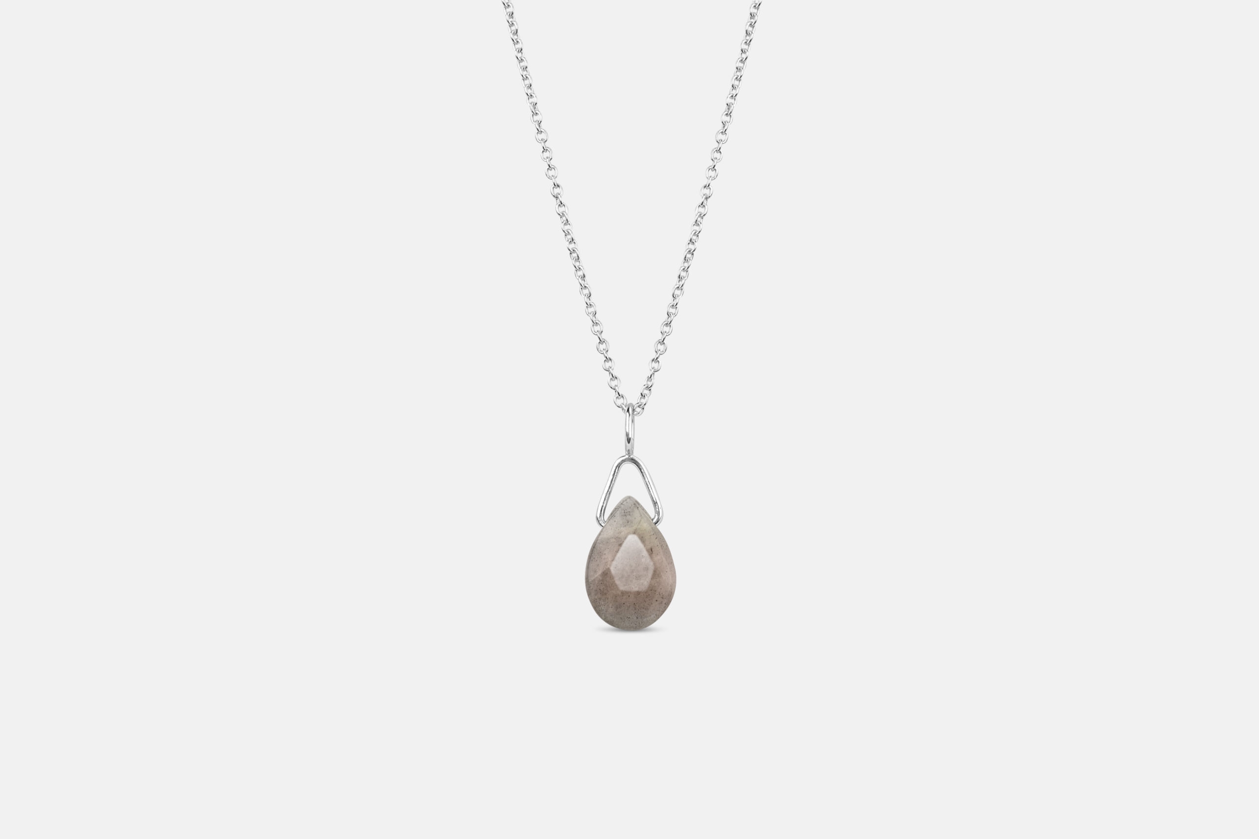 grey agate teardrop necklace sterling silver