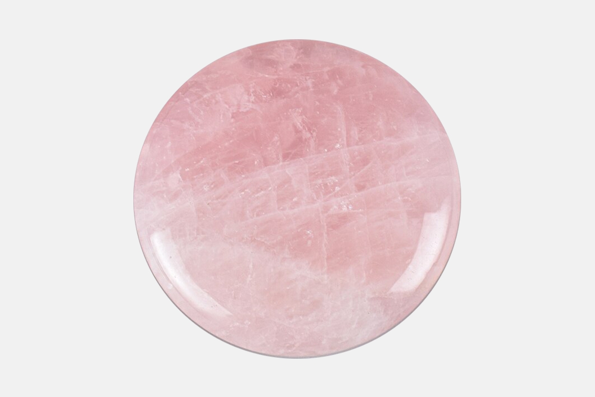 rose quartz round palm stone