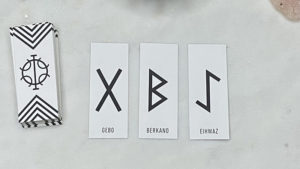 Rune reading for December 20 2021 shows three cards: Gebo, Berkano, and Eihwaz