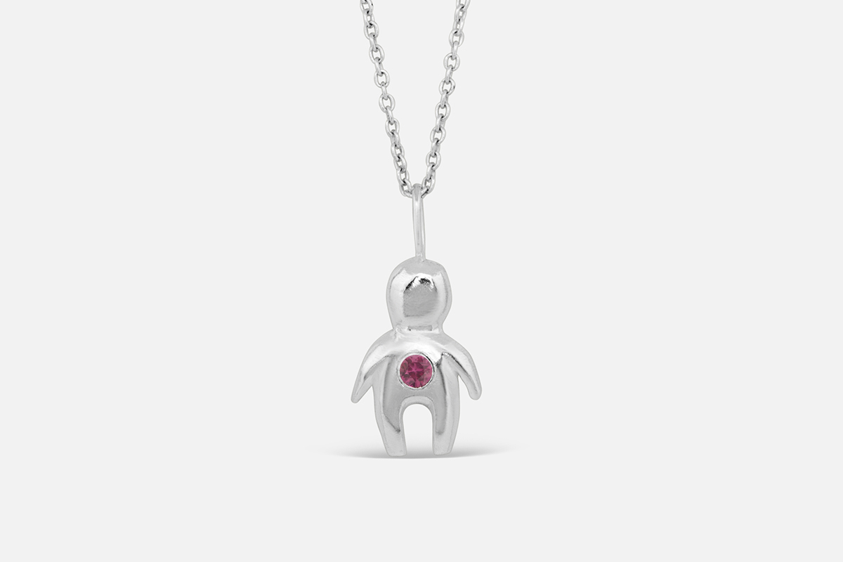 silver totem necklace with july birthstone ruby
