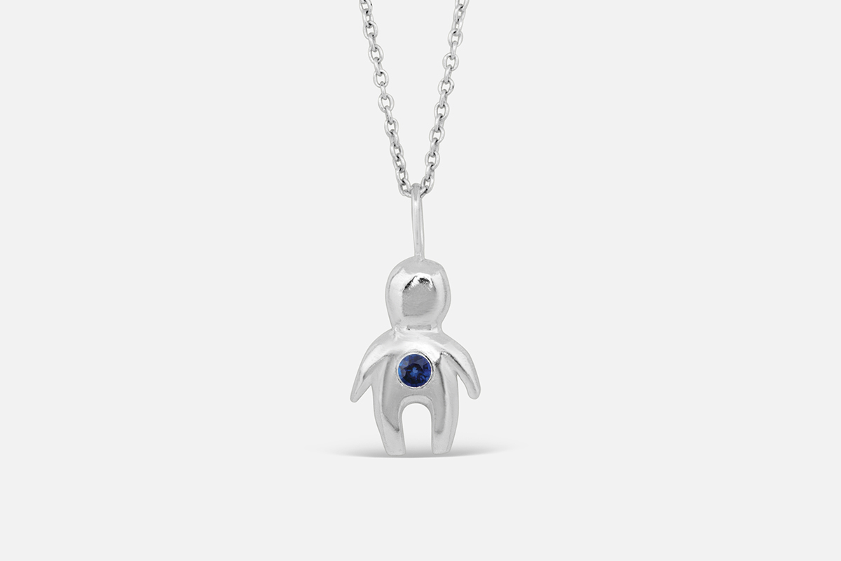 silver birthstone necklace with september birthstone sapphire
