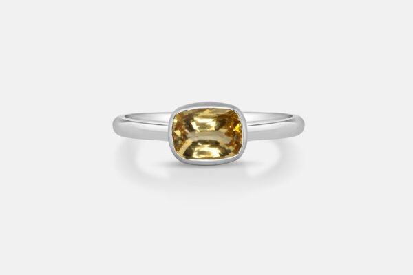 Custom modern yellow sapphire white gold ring