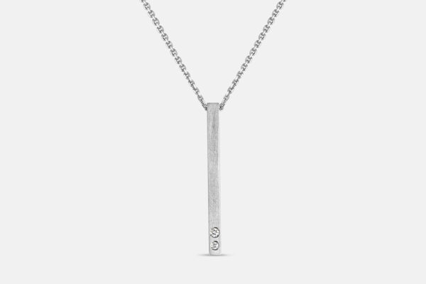 White gold and diamond bar necklace
