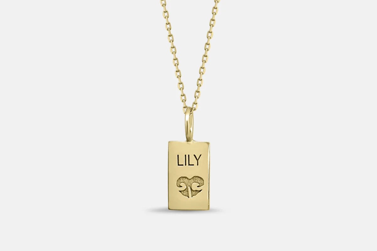 Custom engraved gold pendant with dog nose.