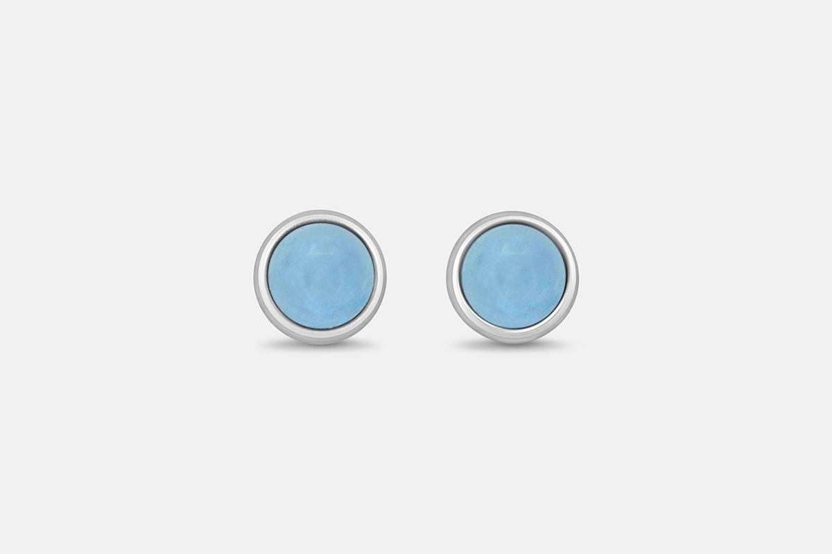 Round aquamarine earrings in sterling silver March birthstone
