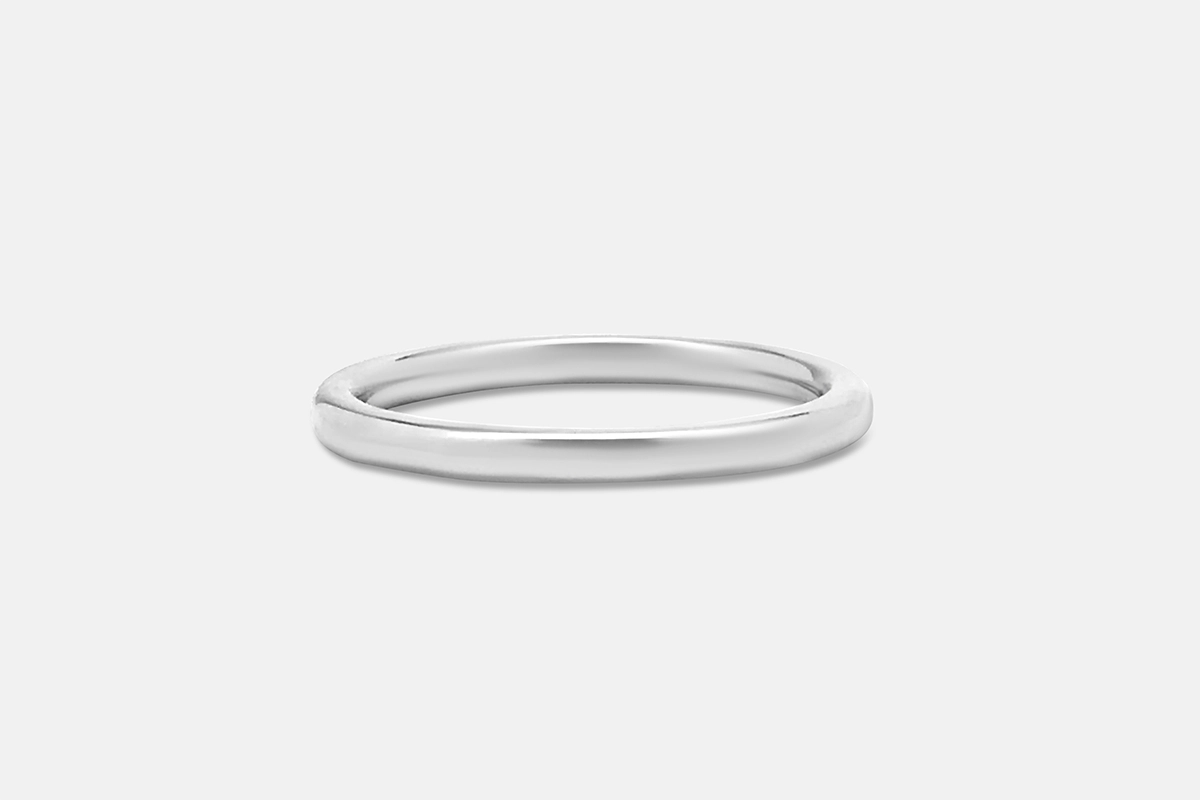 2mm plain round ring band in sterling silver