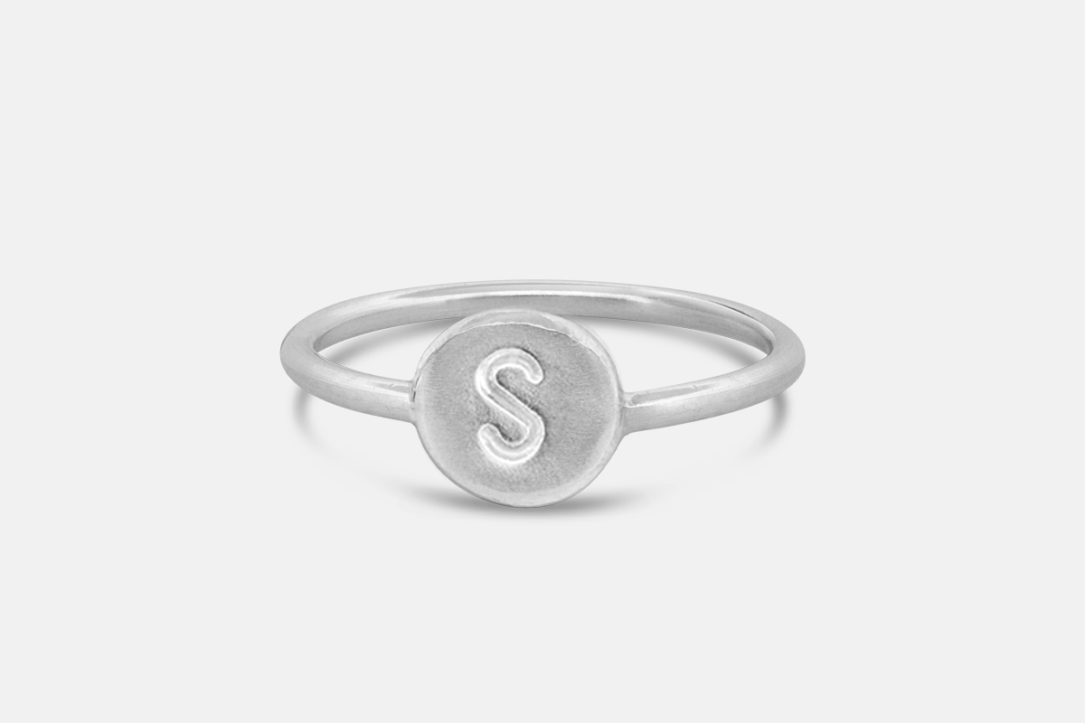 Silver initial ring