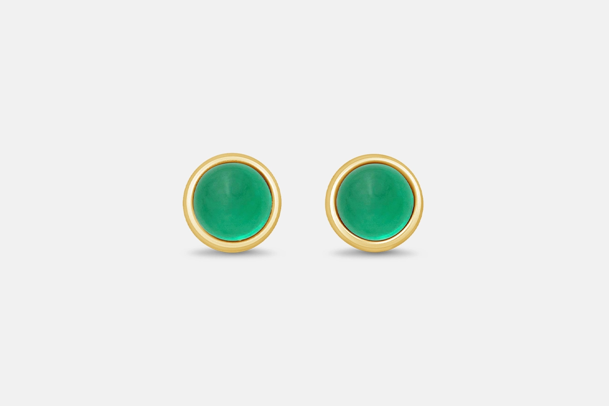 gold may birthstone stud earring emerald