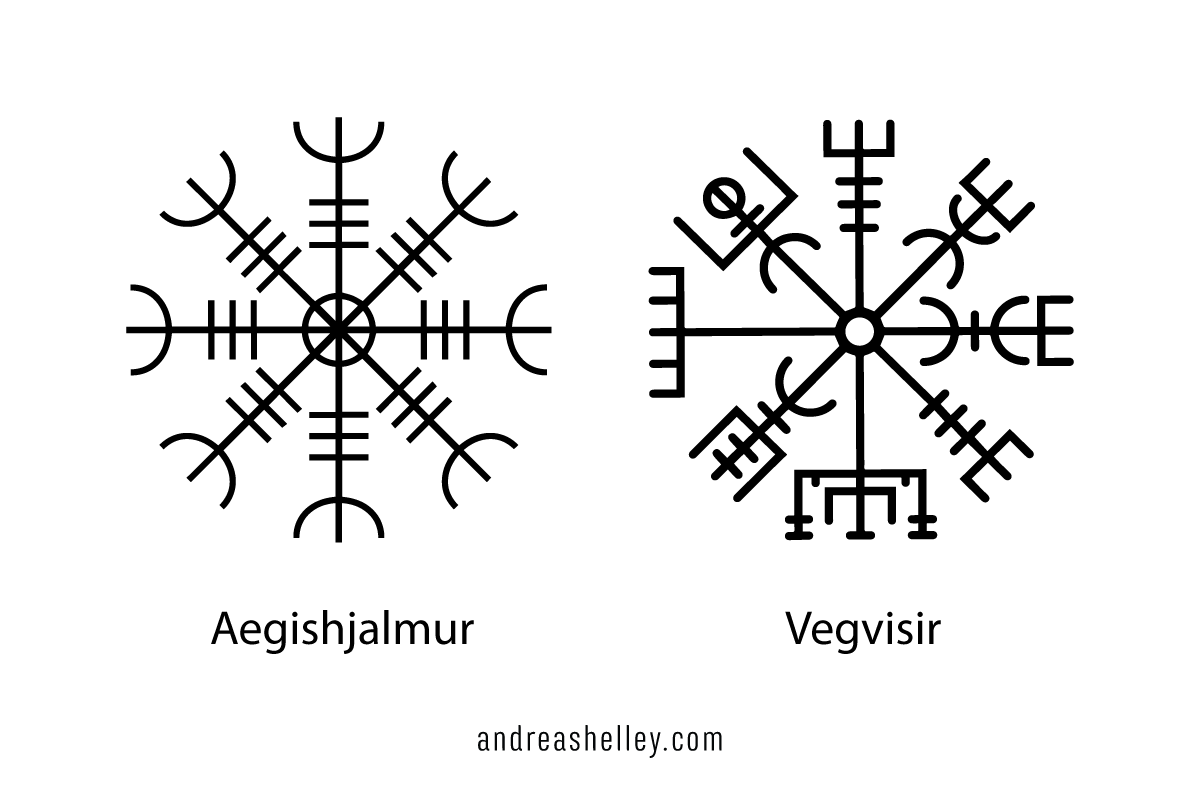 Aegishjalmur and Vegvisir are examples of radial bindrunes