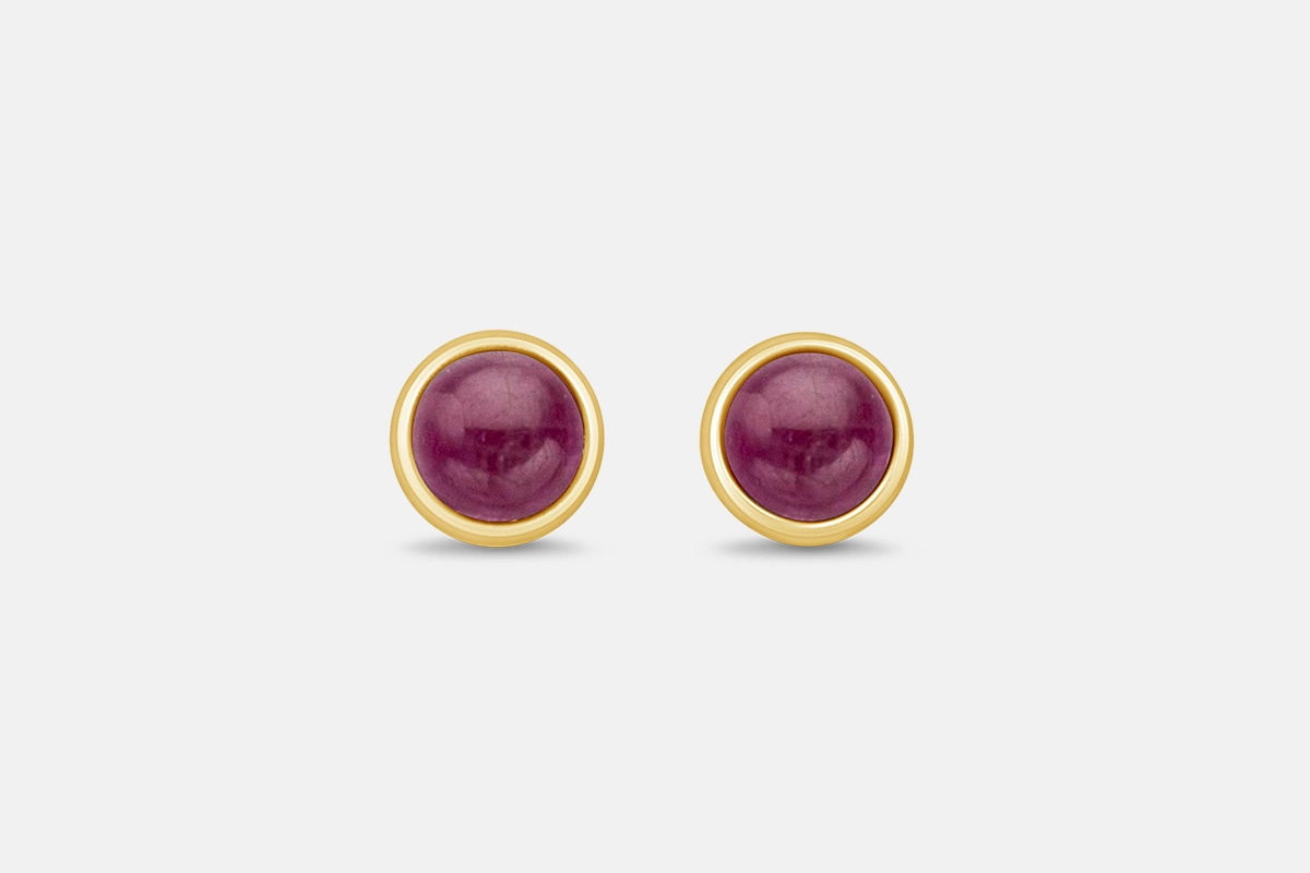 July birthstone earrings ruby studs in gold