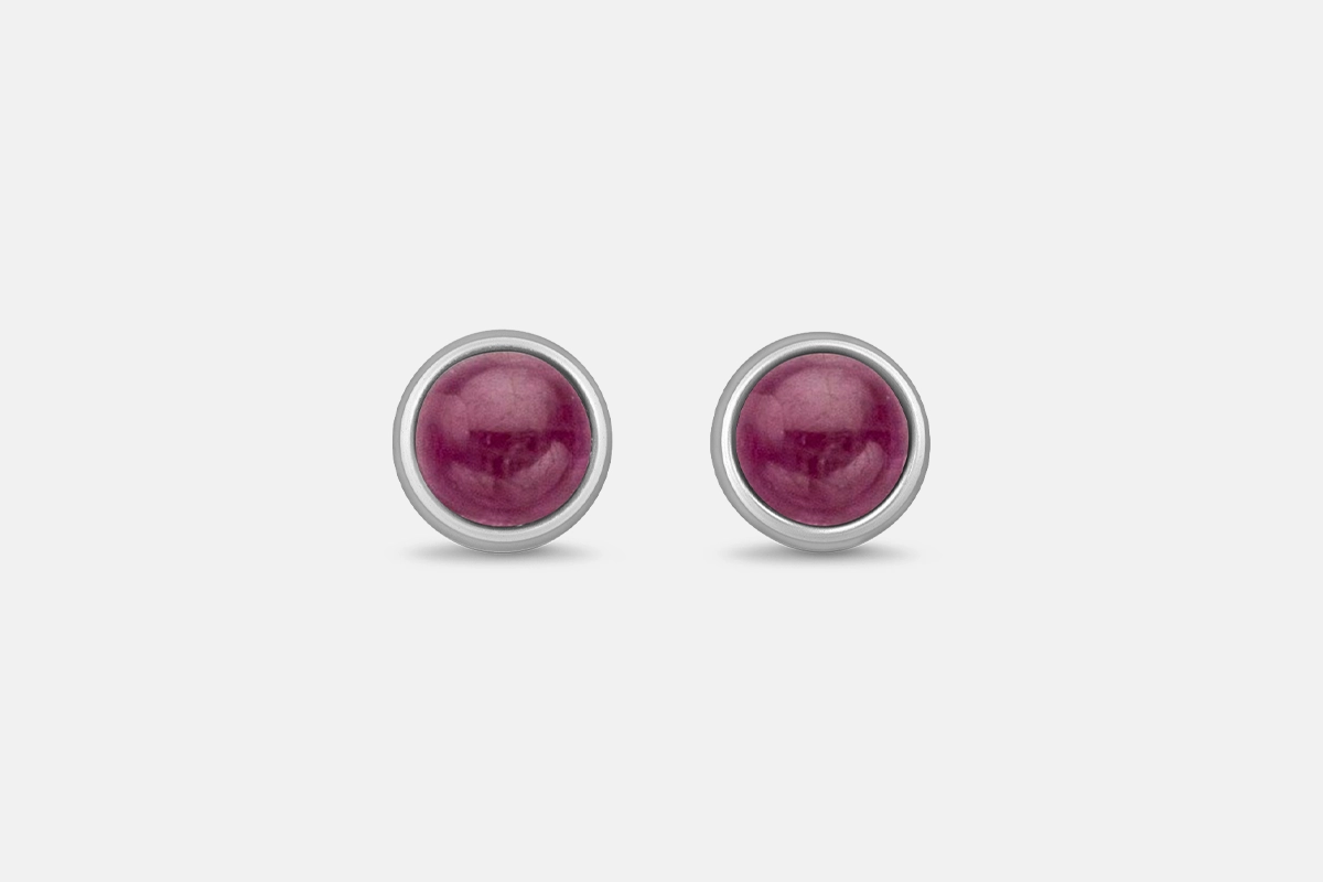 July birthstone earrings ruby studs in silver