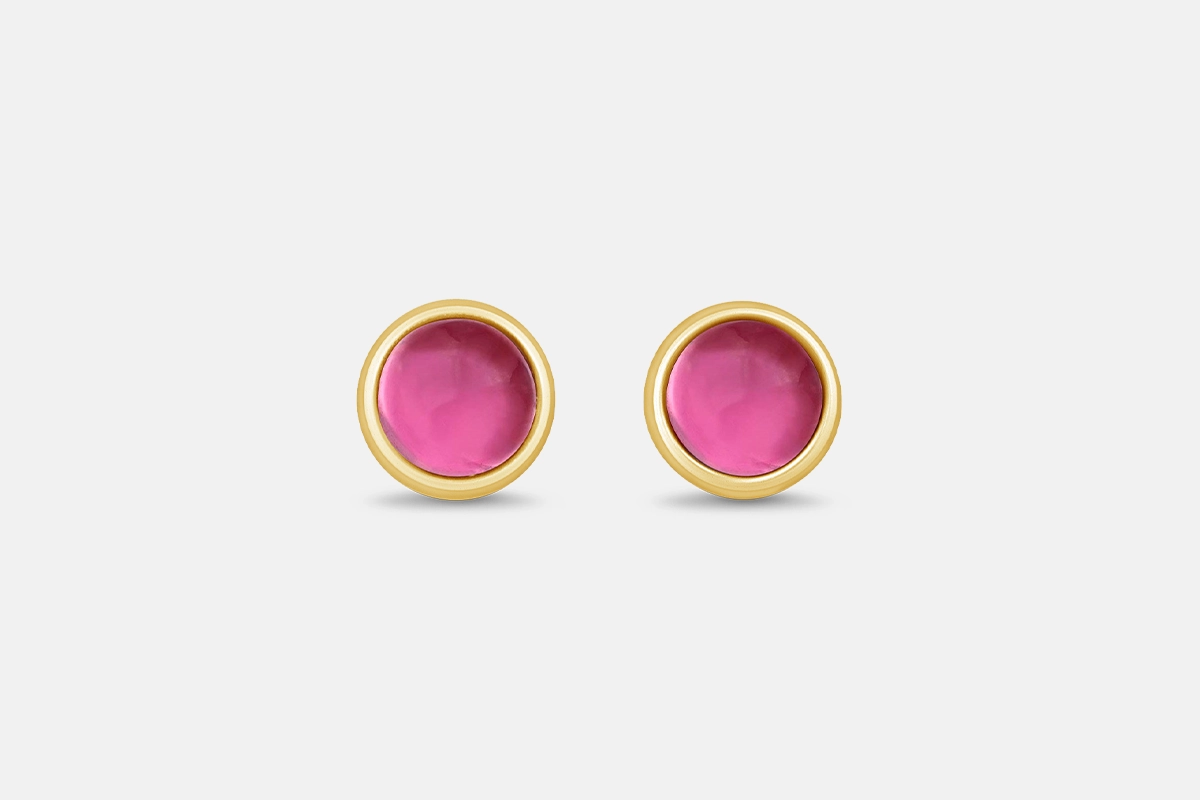 October birthstone earrings pink tourmaline studs in gold