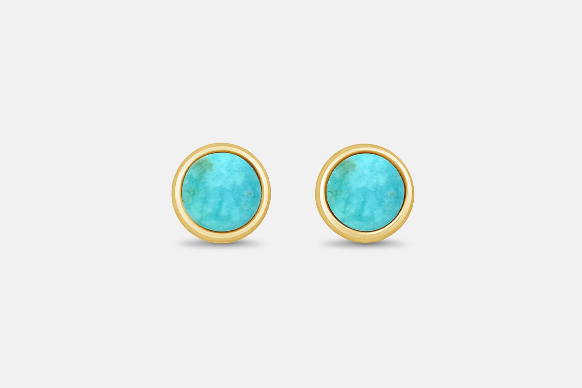 December birthstone earrings turquoise studs in gold
