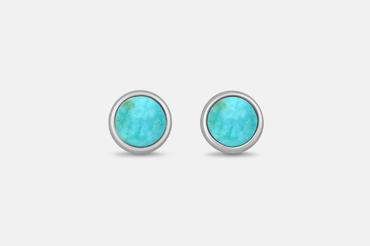December birthstone earrings turquoise studs in silver