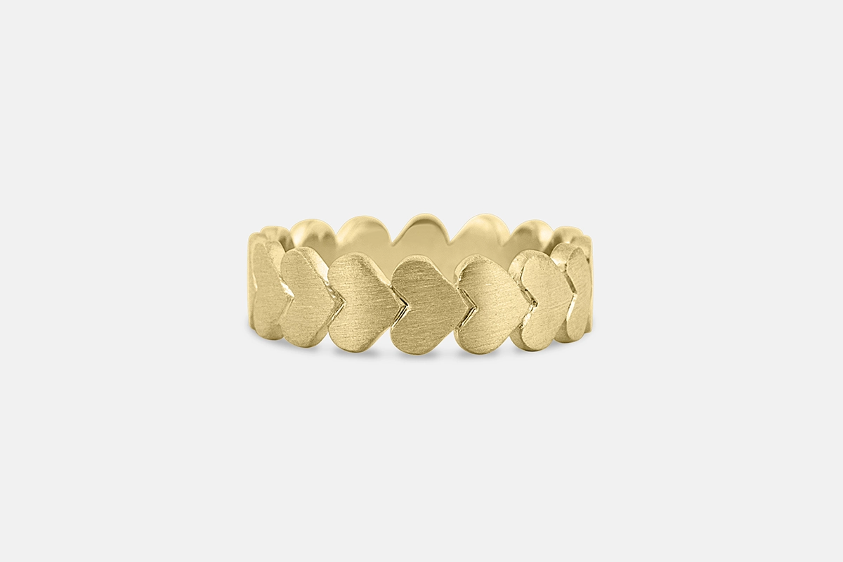 Solid gold heart shaped eternity band.