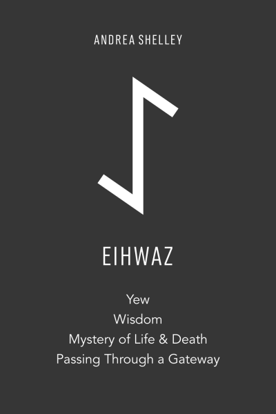 Elder Futhark Rune Eihwaz meaning yew, wisdom, mystery of life & death, passing through a gateway