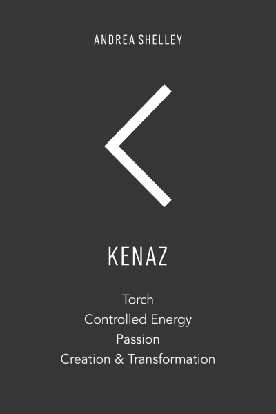 Elder Futhark Rune Kenaz meaning torch, controlled energy, passion, creation & transformation