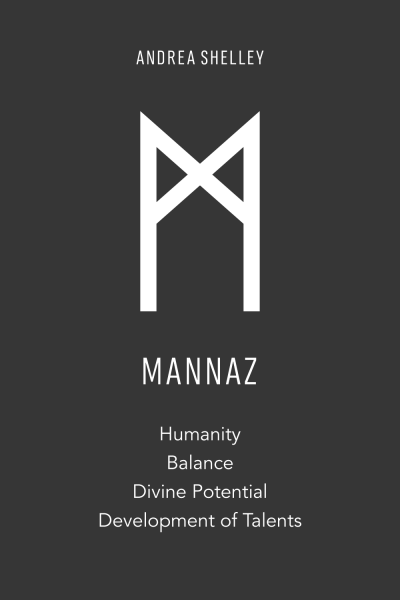 Elder futhark rune mannaz meaning humanity, balance, divine potential, development of talents