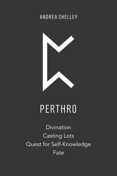 Elder Futhark Rune Perthro meaning divination, casting lots, quest for self-knowledge, fate.