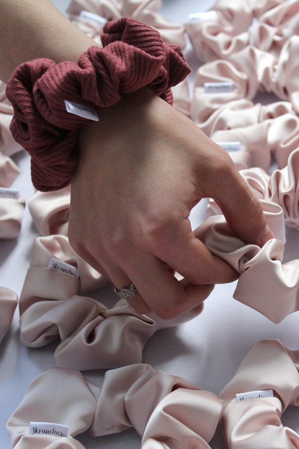 Matching scrunchies for bridal party gifts.