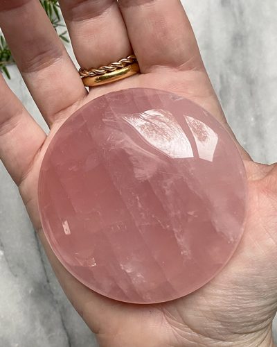 rose quartz meditation palm stone