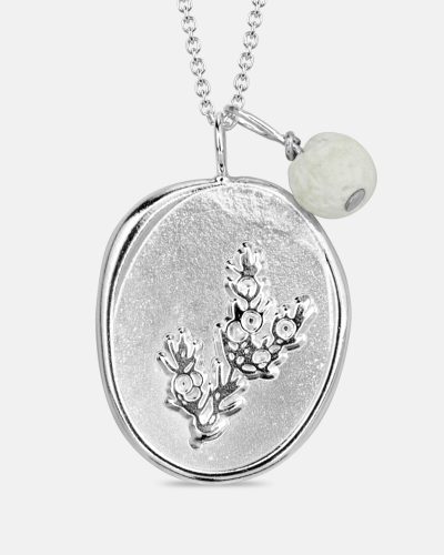 Sterling silver Juniper necklace for protection and positivity with aromatherapy lava bead